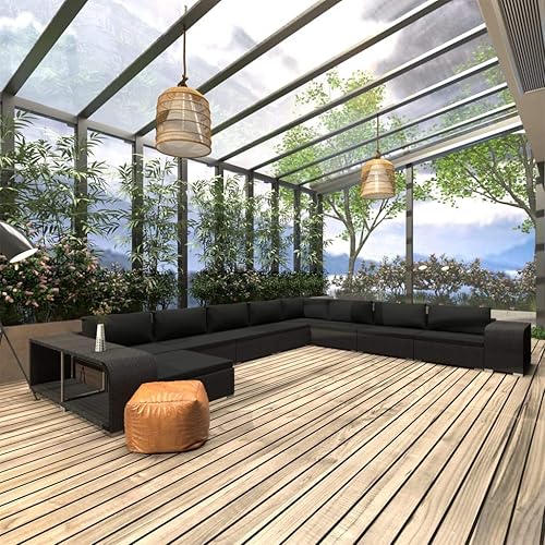 Miniatura 10 de WEHUOSIF Juego de 11 piezas de salón de patio con cojines, muebles de patio al aire libre, juego de sillas de patio, sofá seccional al aire libre,