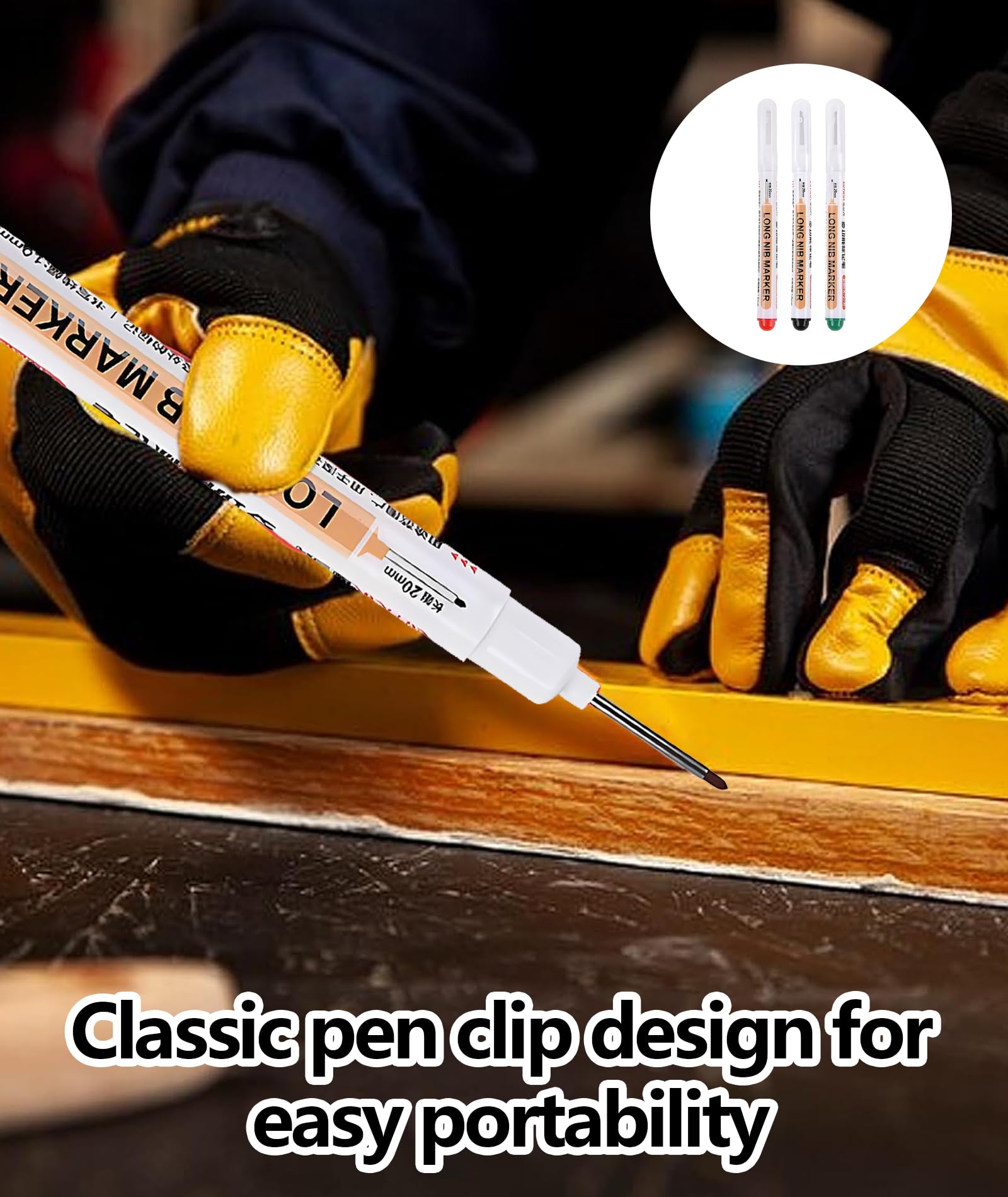 Buildcon 3 pieces Multi-Function Marker Set: Permanent Marker Pen, Long Nib Marker for Deep Marking, Highlighter Pens for Study, and Designer Pen for Art & Technical Work(Black, Red, Green) 4