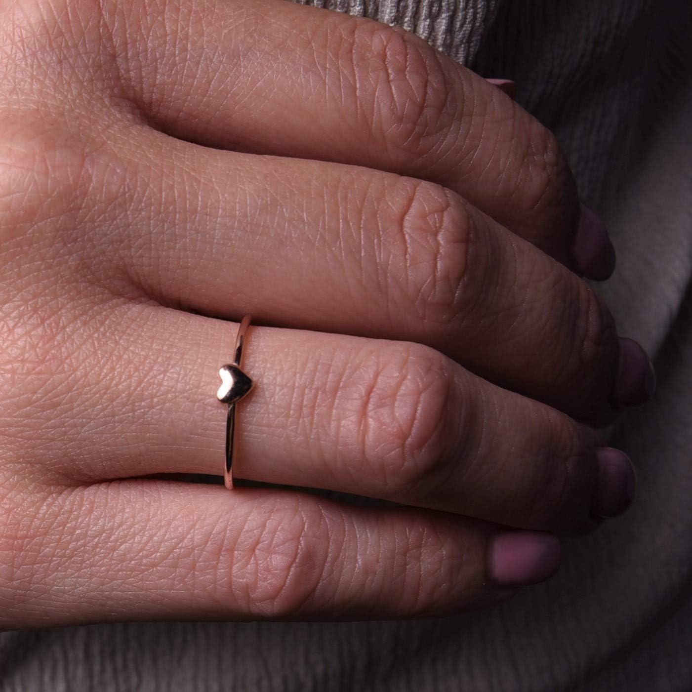 BLOSSOM & HUE Minimalist Ring for Women Teens & Girls [18K Gold Plated] - Dainty Love/Heart Band [Hypoallergenic]
