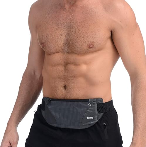 USHAKE Cinturón para correr, para hombres o mujeres, ultra ligero, sin rebote, bolsa de cintura para fitness, cinturón de entrenamiento deportivo,