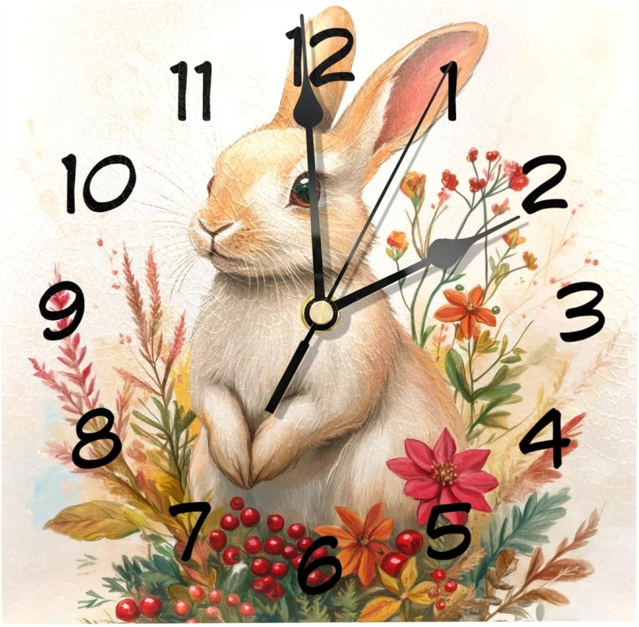 8 Inch Square Wall Clock Silent Non-Ticking Galaxy Space Planets Clock Battery Operated, Wooden Clock Decorative for Kitchen, Living Room Bedroom Office