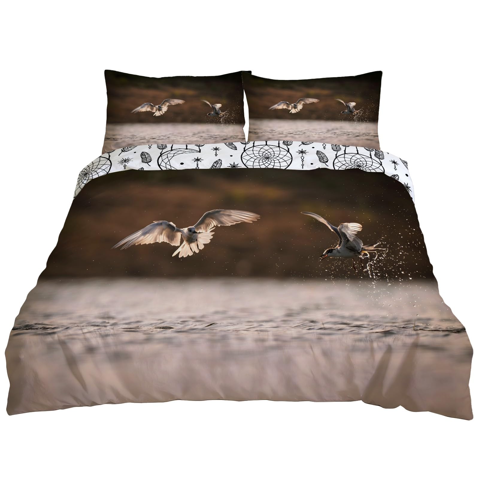 Oiseaux d'eau housse de couette anti-plis pour un lit double toujours impeccable