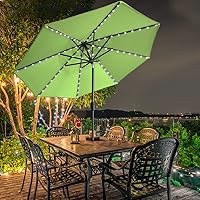 Vista 3 de EliteShade USA - Sombrilla solar de 9 pies / 2.74 metros, 10 años sin decoloración, con 80 luces LED para patio, mesa al aire libre, con Verde