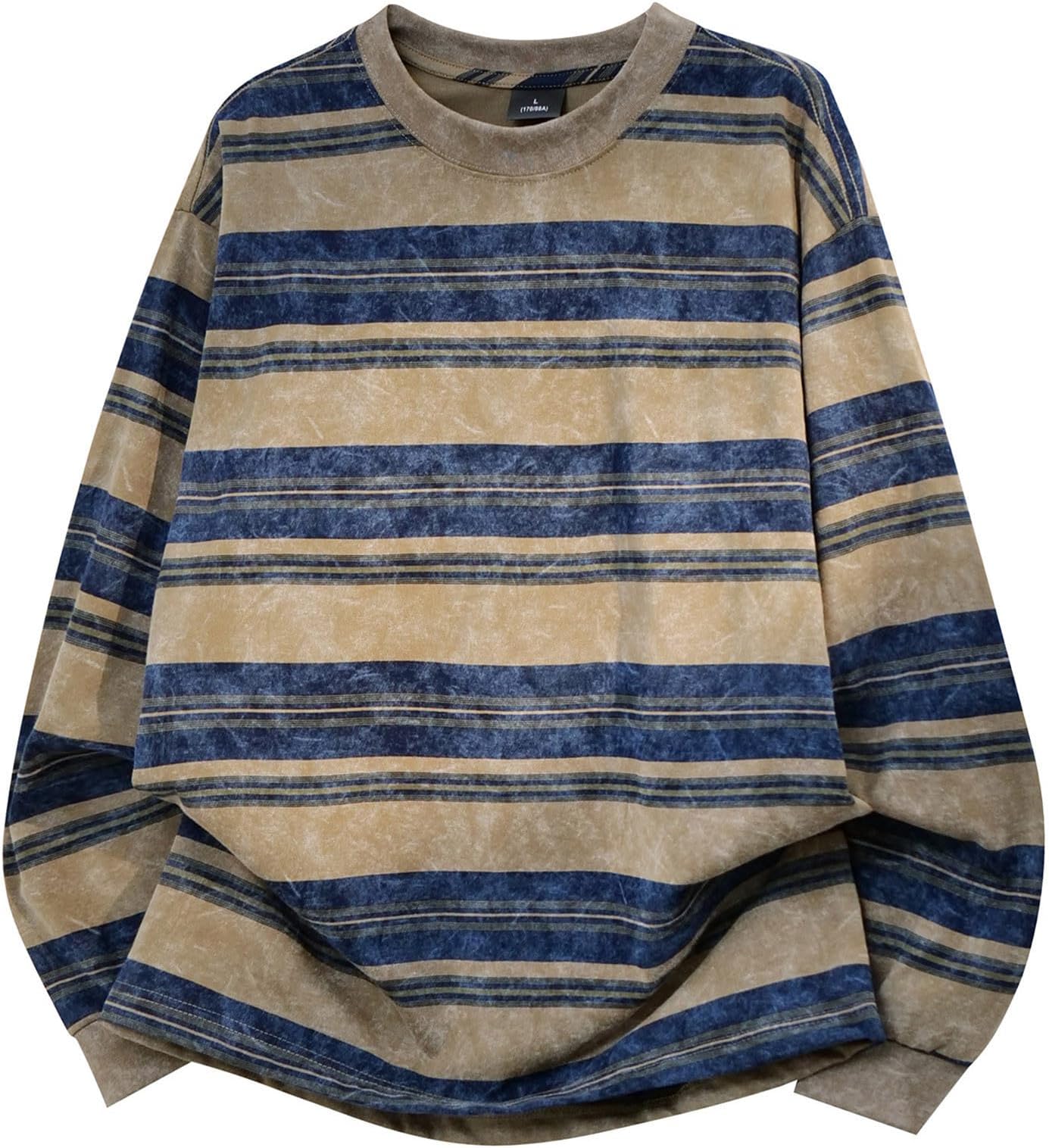 Striped Pullover Men's Y2K Vintage Sweatshirt Fine Knit Crew Neck Long Sleeve Shirts Cotton Comfortable Casual Top Warm Business Elegant Jumper Base Layer Shirt Streetwear