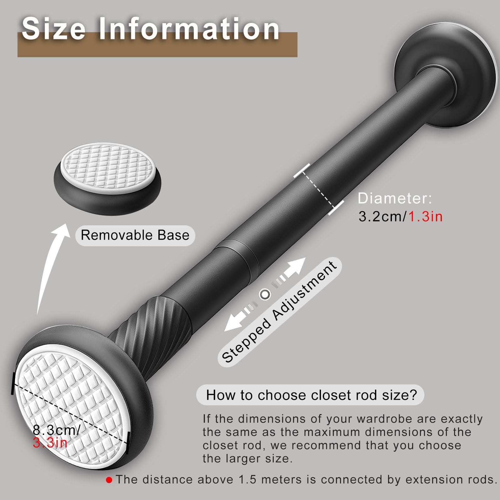 YXXSDP Tubo Asta Barra Appendiabiti Aste per Appendere i Vestiti, Asta di Tensione in Acciaio Inossidabile, Organizer per Barre per armadi Regolabili Senza gradini(Yellow,3.7-4.4 m (146-173 Inches))