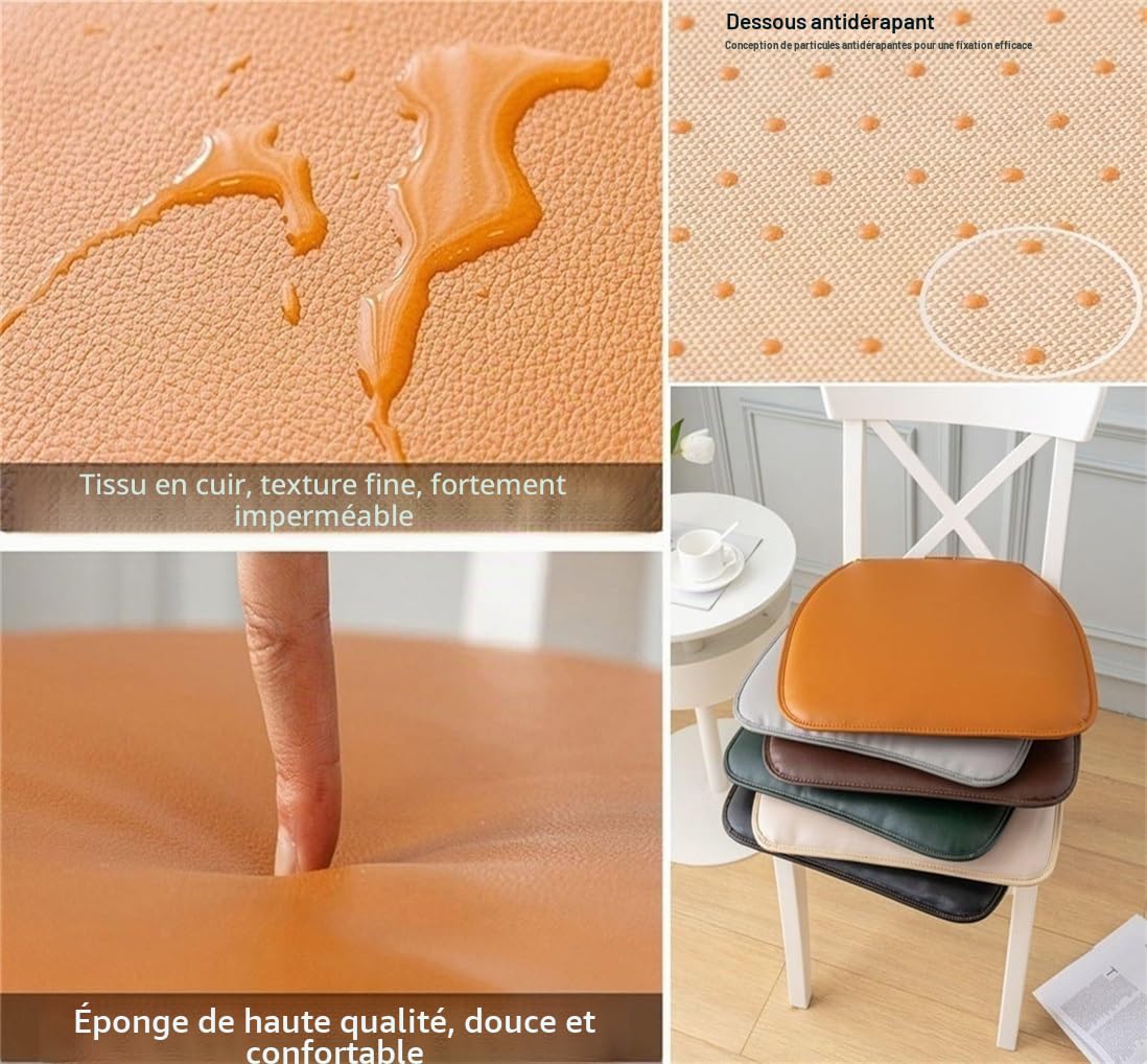 Galette De Chaise Imperméables,Lot De 2/4 Coussins De Chaise De Salle À Manger en Cuir,Coussin De Siège en Forme De U avec Dossier en Caoutchouc Antidérapant