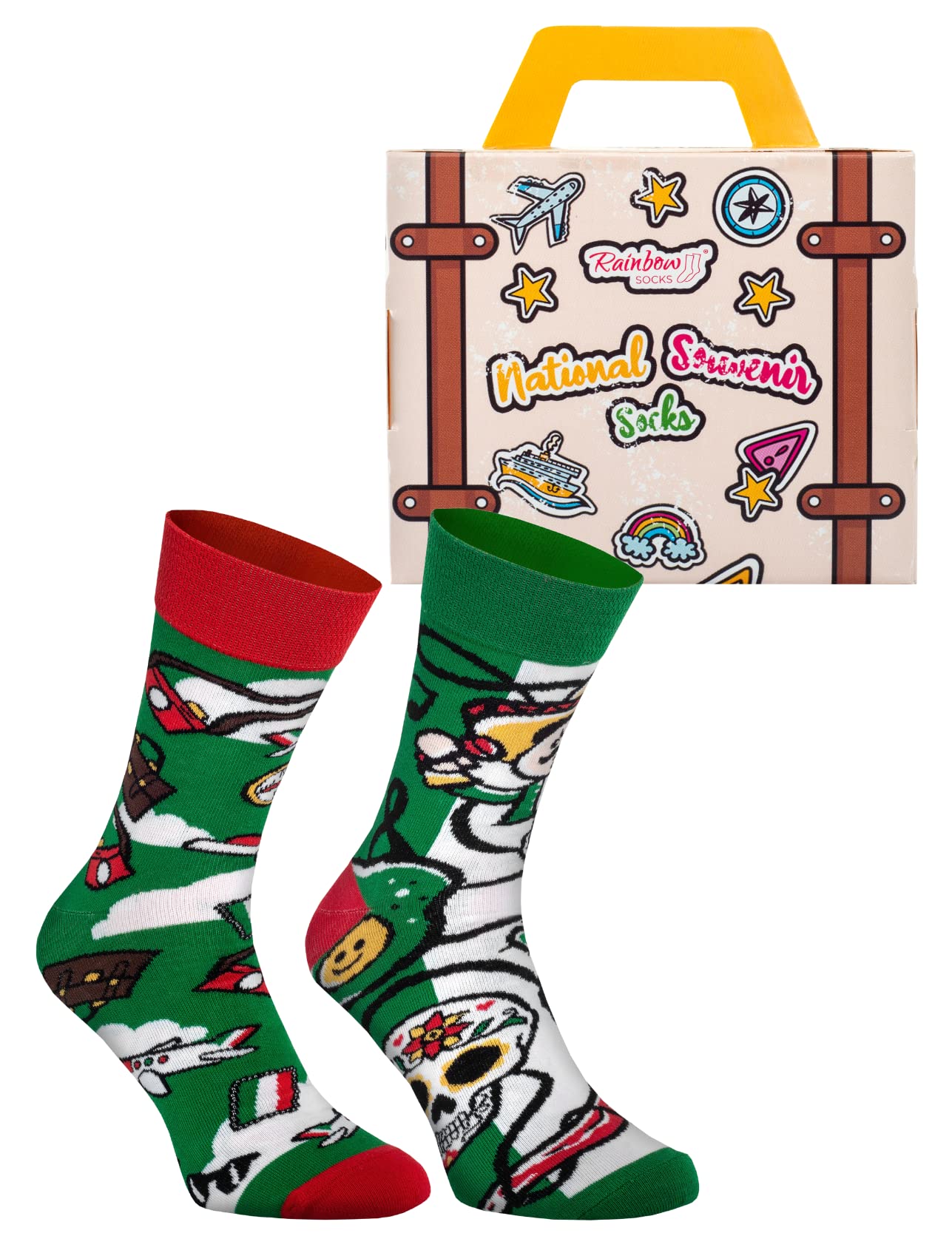 Rainbow SocksDamen Herren Mexiko Lustige Socken Koffer - Ein Novely Geschenk fr Touristen und Mexiko-Fans - Mexico La Catrina Chilischote Mexikaner - 1 Paar
