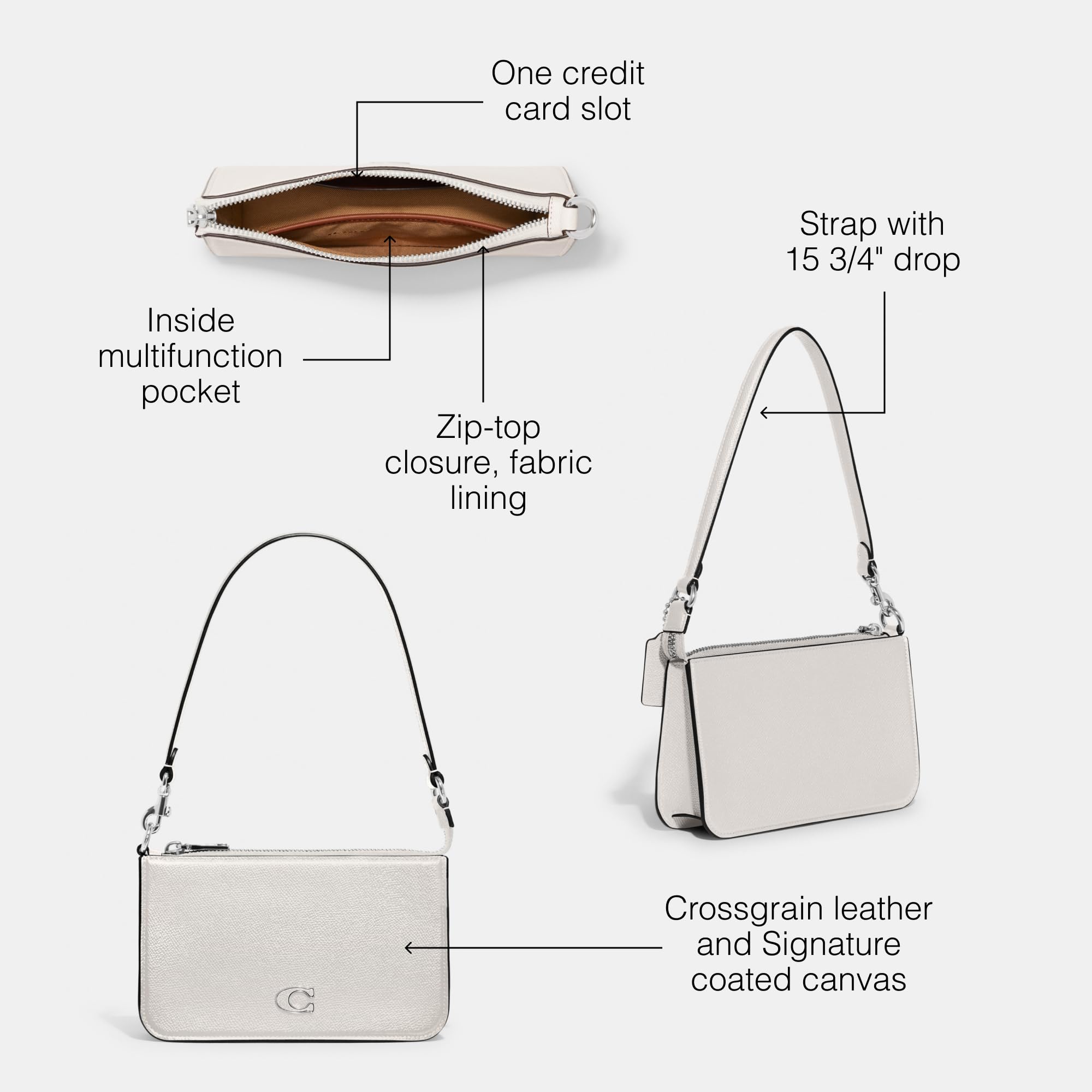 バッグ COACH Signature Satin Accessory Pouch Coach Carry All Pouch In Signature Canvas Gunmetal Charcoal Black