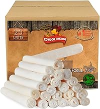 Cowdog Chews Beefhide Roll (7-8 inch) Long Lasting Dog Treat Bone, Great for Dental Health and Aggressive Chewers (20 Count)