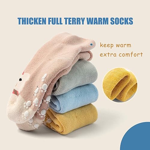 Miniatura 5 de Calcetines cálidos antideslizantes para bebés y niños, calcetines de invierno gruesos con agarres para bebés y niñas, calcetines antideslizantes