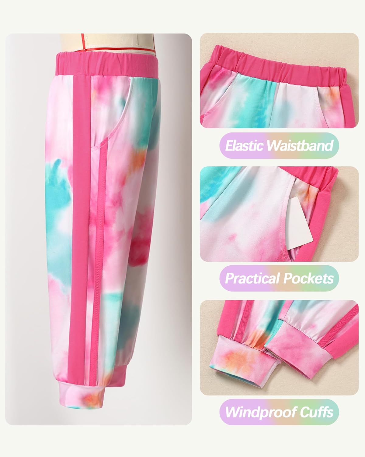 SANMIO Toddler Girl Clothes Outfits Cute Color Block Long Sleeves Top and Pants Sweatsuit 2 Piece Winter Clothing Set - Image 5