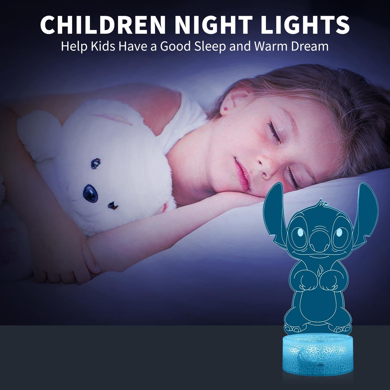 ZIXEAR Christmas Gifts for Girls 3D Night Light Dimmable Lamp Room Decor Gifts for Bedroom Boys Girls for — view 3