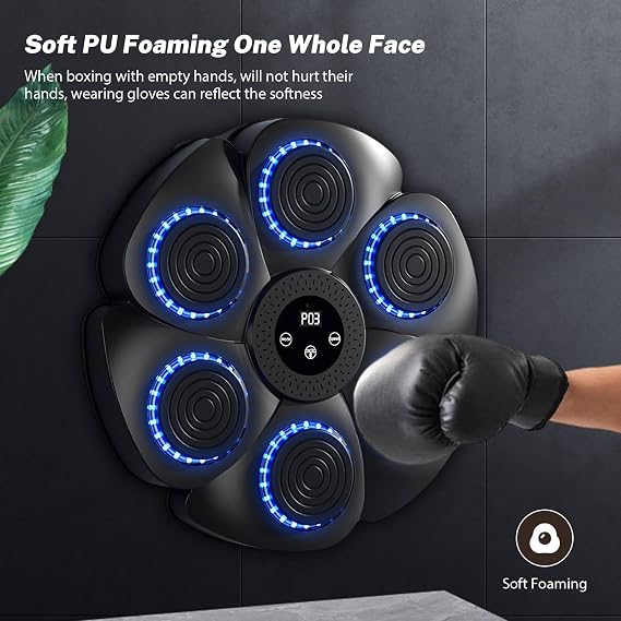 Smart Bluetooth Music Boxing Machine - Wall-Mounted Punching Trainer with RGB Lights, 9 Rhythm Modes & Auto Counting, Boxing Equipment for Adults Home Workout, Music Punch Machine Set
