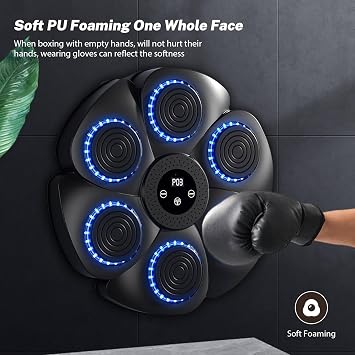 Smart Bluetooth Music Boxing Machine - Wall-Mounted Punching Trainer with RGB Lights, 9 Rhythm Modes & Auto Counting, Boxing Equipment for Adults Home Workout, Music Punch Machine Set