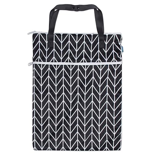 Miniatura 2 de Teamoy Organizador de viaje para colgar en seco y húmedo (24.7 x 18 pulgadas) con dos compartimentos para pañales de tela, lavandería, trajes de