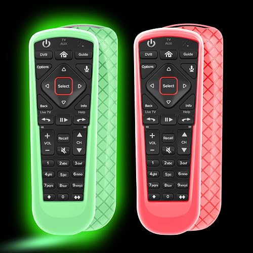 2 Pack Silicone Cover for Dish Network Remote Control 52.0/54.0, TV Remote Case Skin Sleeve Glow in The Dark Green and Red