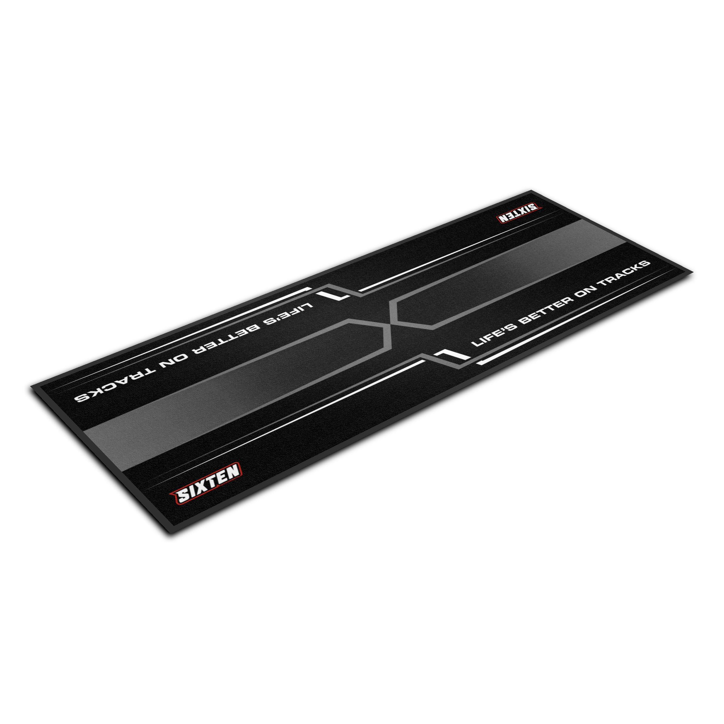 Alfombra de moto Fusion SIXTEN 95 x 240 – Alfombra ambiental para moto – para paddocks y garaje, lavable y ecológica, ideal como regalo para moto