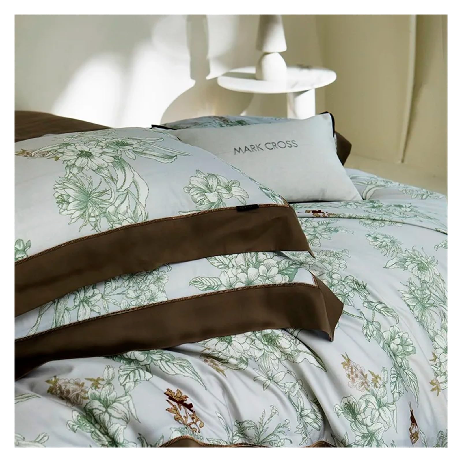 Sbcgfy C 800T Chi Floral Bedding Set Ooling Silky Soft Like Mulberry Silk Duvet Over Bed Sheet 2 Pillowcases,Otton Duvet, Zq-11042,-Fitted Bed Sheet_king 4Pcs