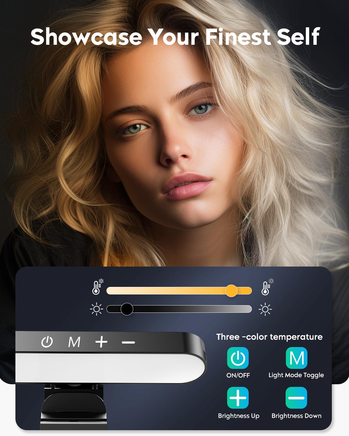UBeesize Illuminazione per videoconferenza, luce di streaming a LED per videochiamate, luce webcam con supporto monitor regolabile, illuminazione zoom per computer, anello luminoso portatile per