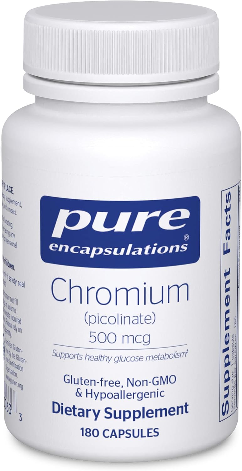 Pure Encapsulations Chromium (Picolinate) 500 mcg | Hypoallergenic Supplement for Healthy Lipid and Carbohydrate Metabolism Support* | 180 Capsules