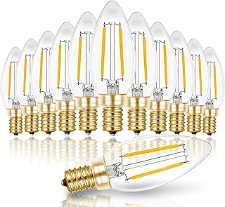 Hizashi Candelabra LED Light Bulbs 25 Watt, Dimmable Chandelier Light Bulbs, 90+ CRI, 200LM, Soft Warm White 2700K, 2W E12 LED Bulb, B10 LED Candle Bulbs, Type B Light Bulbs, UL Listed, 12 Pack