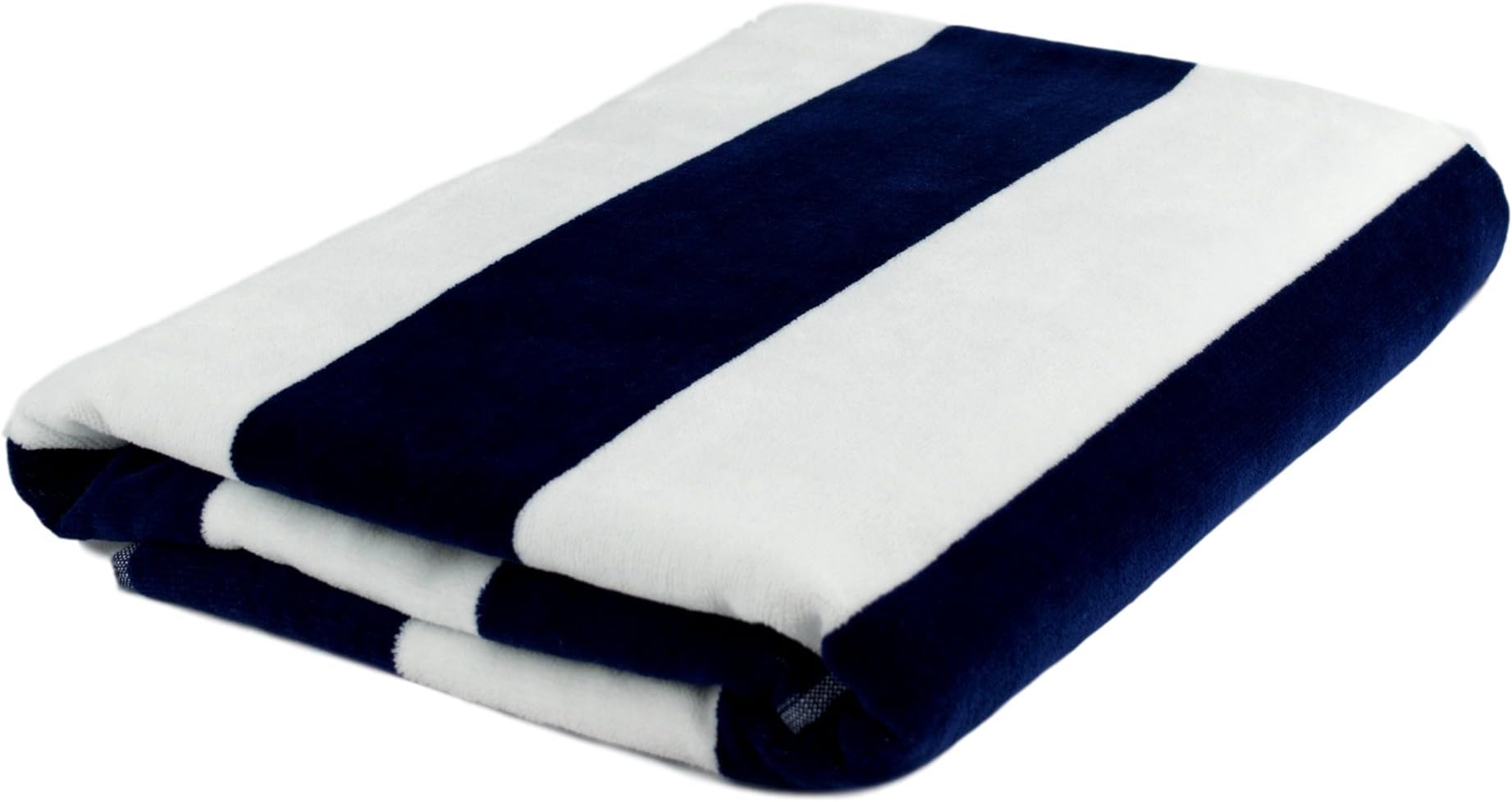 Beach Towel, Pool, Oversized, 100% Turkish Cotton, XL Extra Large Cabana Stripe Beach Towels, Soft and Absorbent, Velour Top Round Circle Loop Terry Cloth (Navy Blue) Set of 1