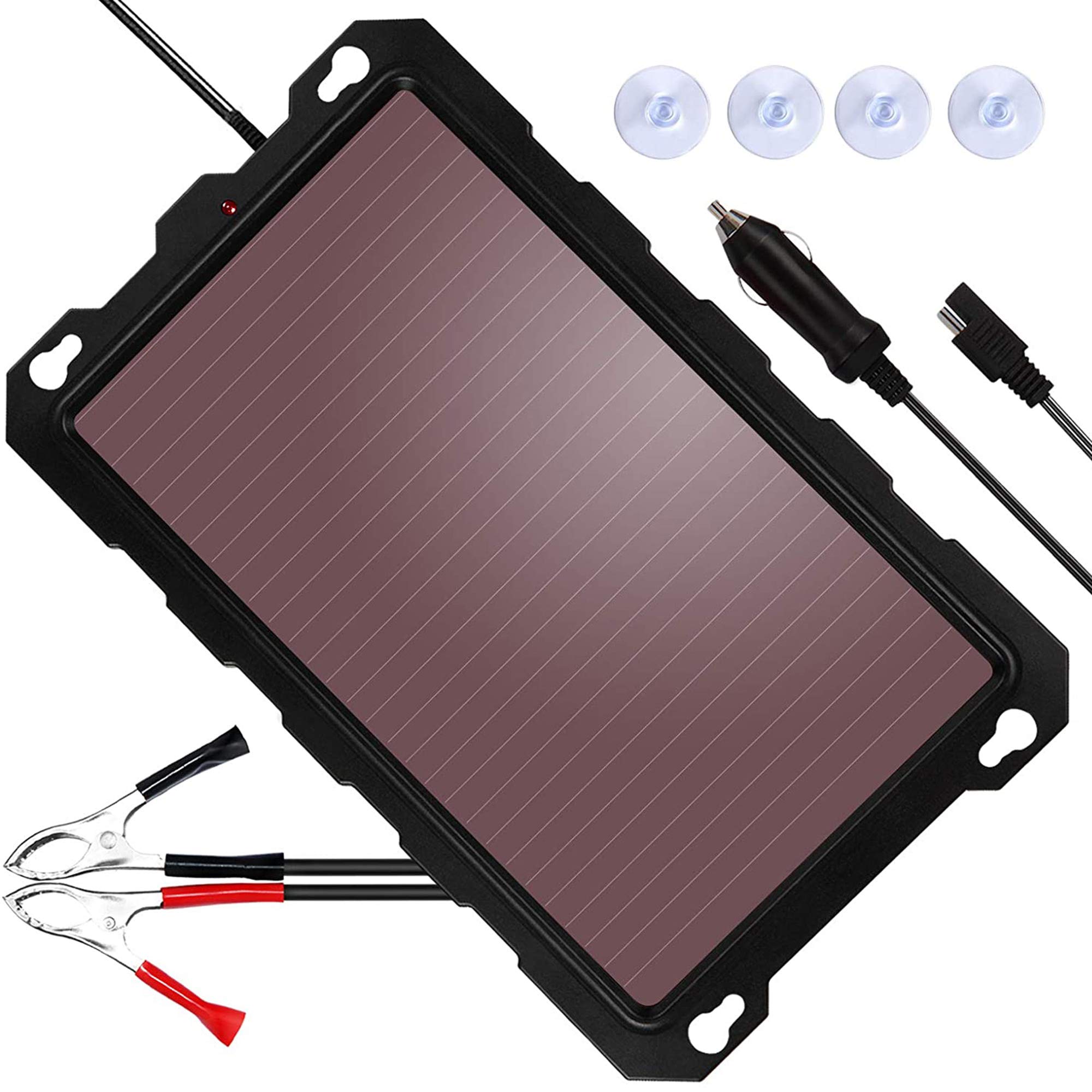 POWISER 3.3W Solar Battery Charger 12V Solar Powered Battery maintainer & Charger,Suitable for Automotive, Motorcycle, Boat, Marine, RV, Trailer, Powersports, Snowmobile, etc. (3.3W Amorphous)
