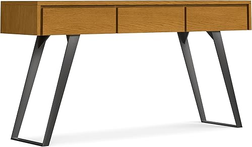 Miniatura 101 de SIMPLIHOME Lowry - Mesa auxiliar cuadrada de madera de acacia maciza y metal, de 22 pulgadas de ancho, moderna, industrial en marrón envejecido café