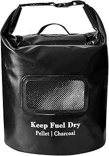 NUUK 20 LBs Fuel Pellet Storage Bag, Wood Pellet Container, Smoker Pellet Dispenser, Smoking Wood Chips Container, Wood Pellet Storage Bucket, Black