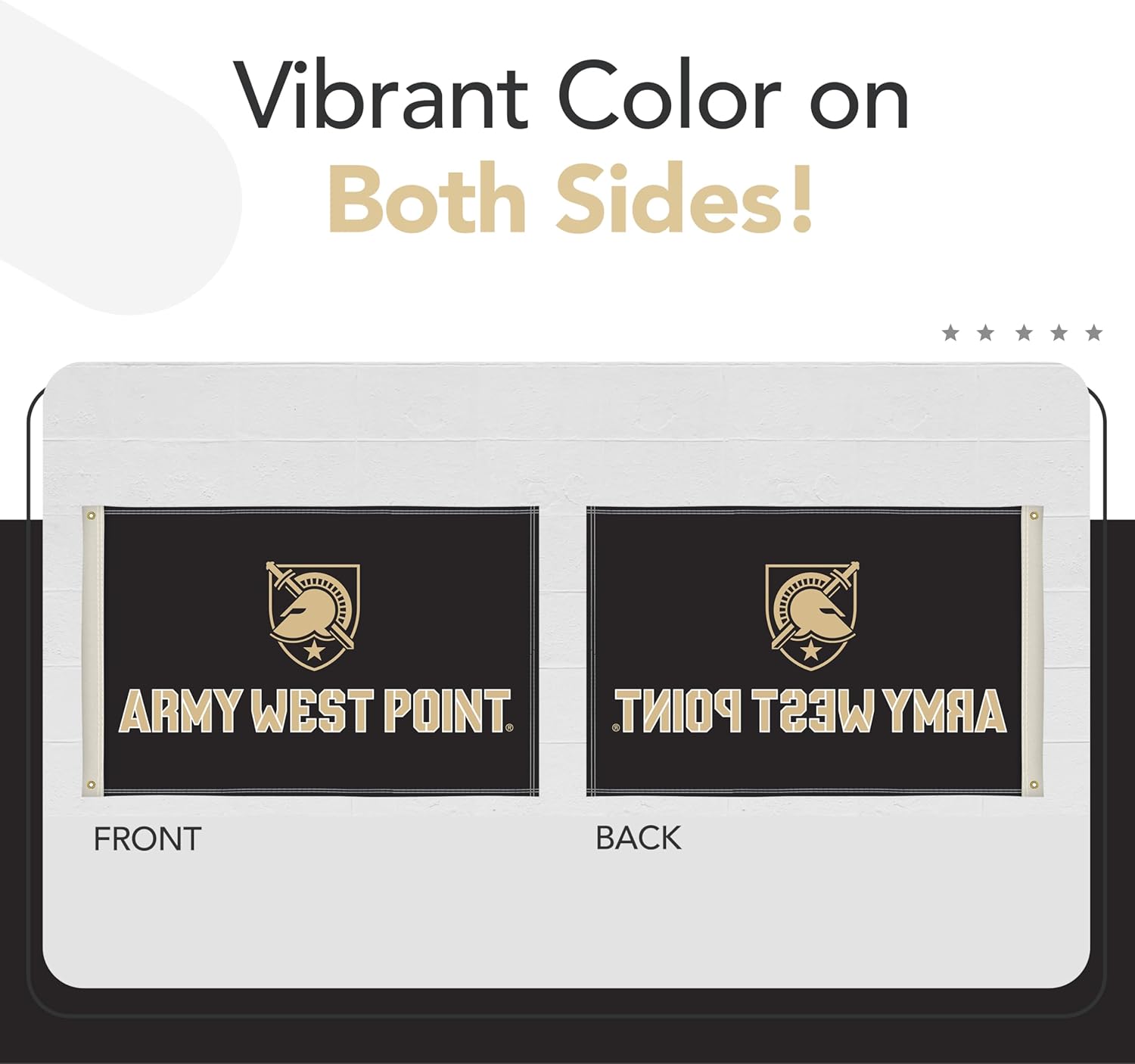 Army Black Knights College Sports Printed Flag - NCAA Licensed - Nylon - School Banner (Gold, Black) (2' x 3')