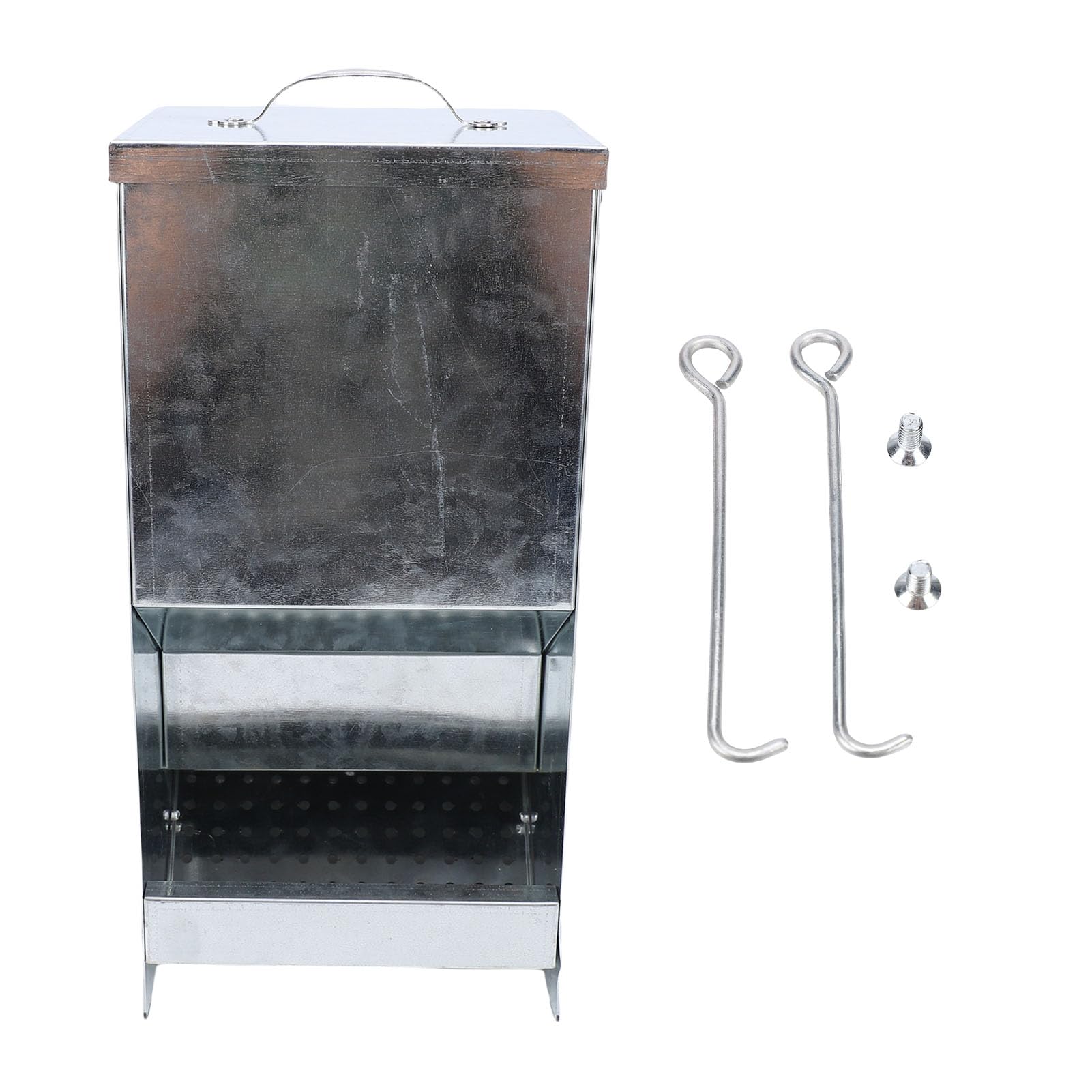 Srliya Dispenser di Cibo per Conigli da Esterno con Protezione Antipioggia per Mangiatoia per Conigli, Struttura Zincata