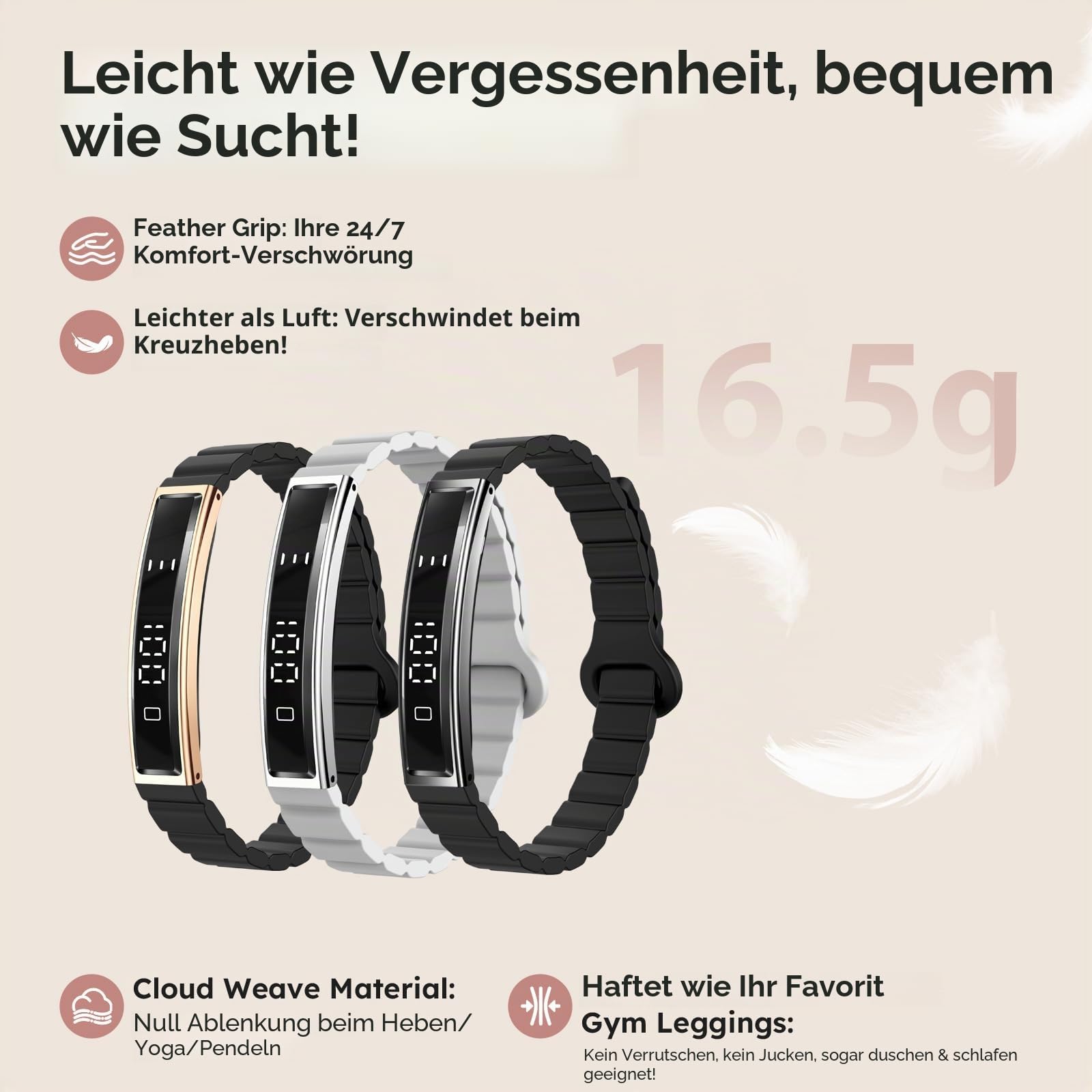 findtime Smart Band Schrittzähler Armband Fitness Tracker Schmal Pulsmessser Schlaftracker IP68 Wasserdicht Stress Zyklus Tracking Sportmodi Aktivitätstracker Fitness Armband für iOS Android