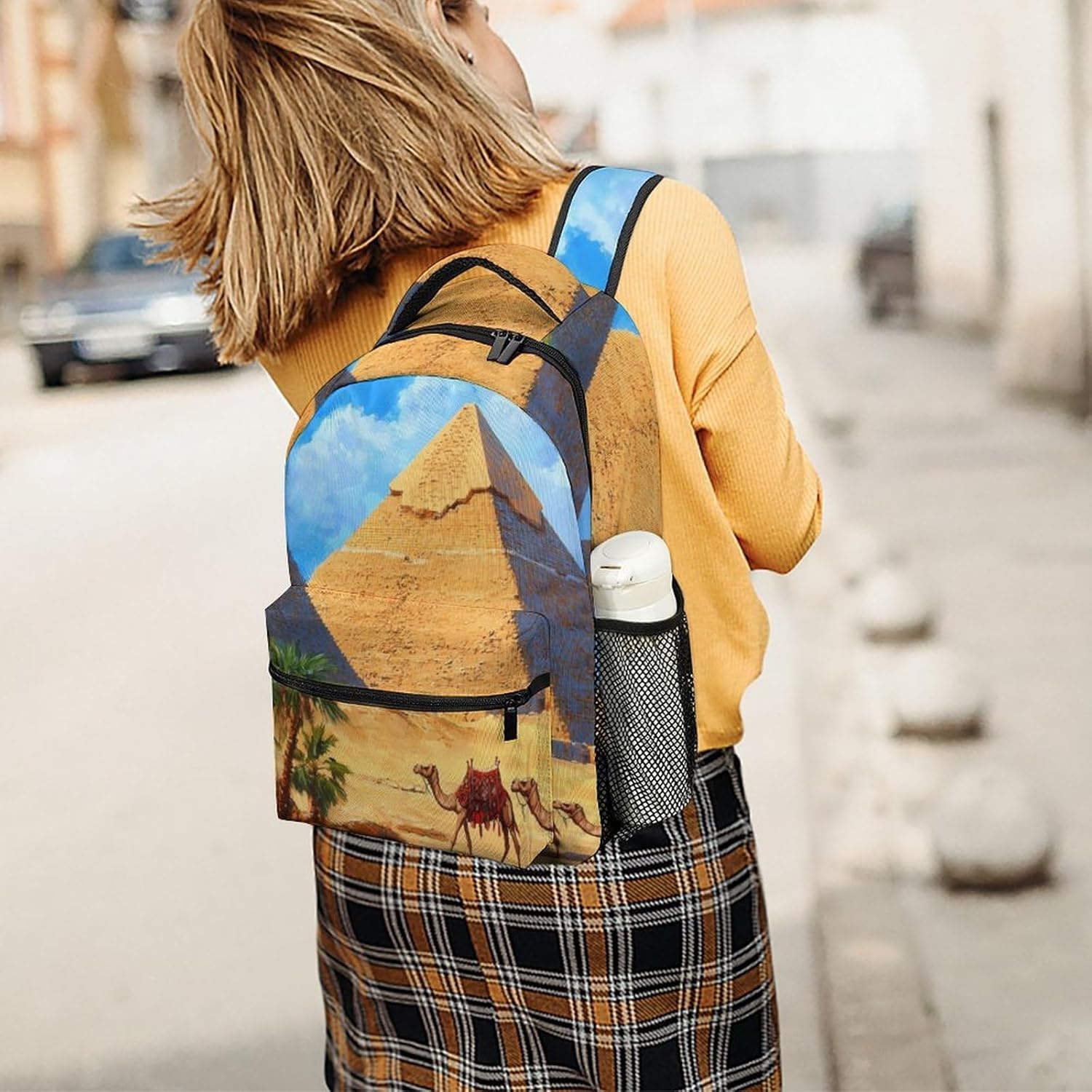 Camel Laptop Backpack Lightweight Travel Daypack Shoulder Bag for Men Women