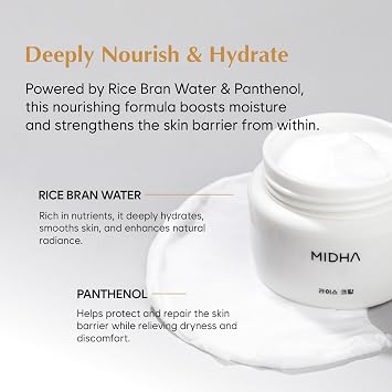 MIDHA Pirinç Özü İçeren Cilt Bariyerini Destekleyen Yoğun Nemlendirici & Aydınlatıcı Krem MIDHA Rice Cream