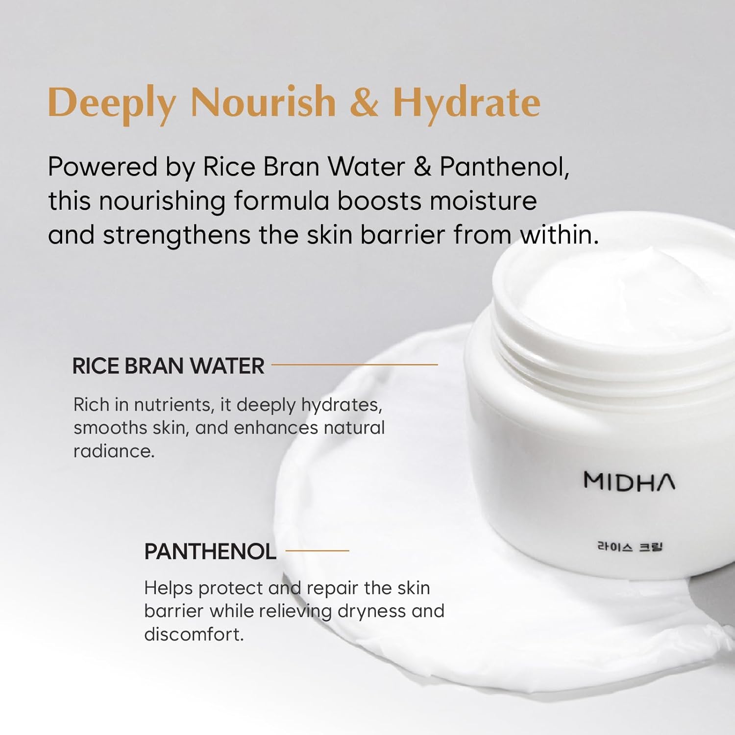 MIDHA Rice Cream 1.69fl.oz/50ml, Deep Hydration, Glow-Enhancing, Skin Barrier Support – Moisturising, Lightweight Daily Cream with Dewy, Radiant Finish, for Rice Face Spots - Image 6