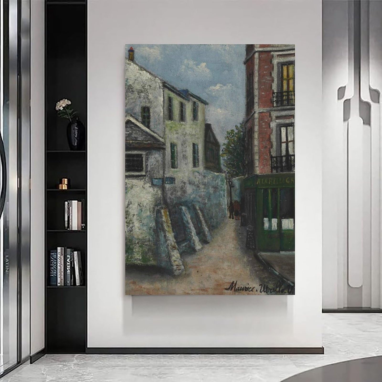 The Beautiful Gabrielle in Montmartre by Maurice Utrillo- Impresiones en lienzo modernas, pinturas decorativas para habitación de niños o niñas, murales para sala de estar y pinturas con motivos