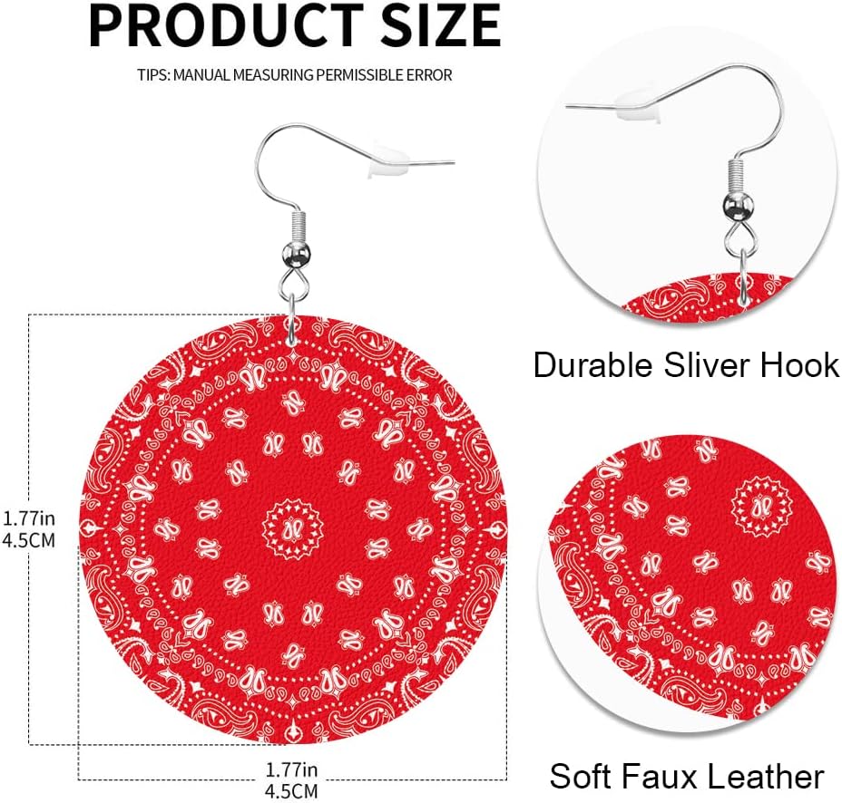 Swono Dinosaurs Round Faux Leather Earrings for Women Adorable Funny Cartoon Dragon Animal Tree Funny Lightweight Double-Side Printed Drop Dangle Earring for Birthday Party Gift image 2