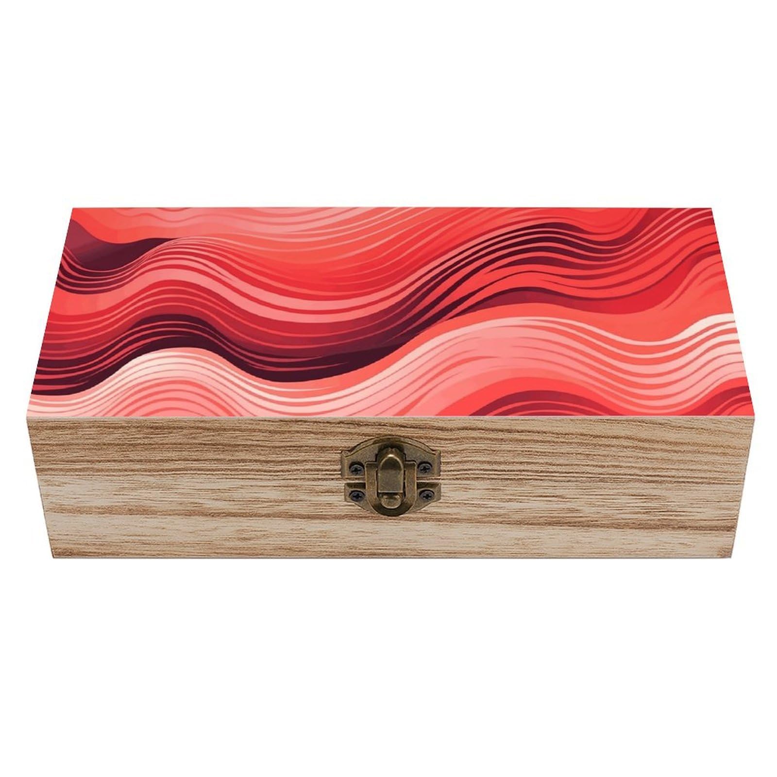 HLBSDM Vintage Wooden Storage Box Some Peach Waves Keepsake Box for Jewelry Photos Letters Elegant Desktop Organizer for Home Office Decor