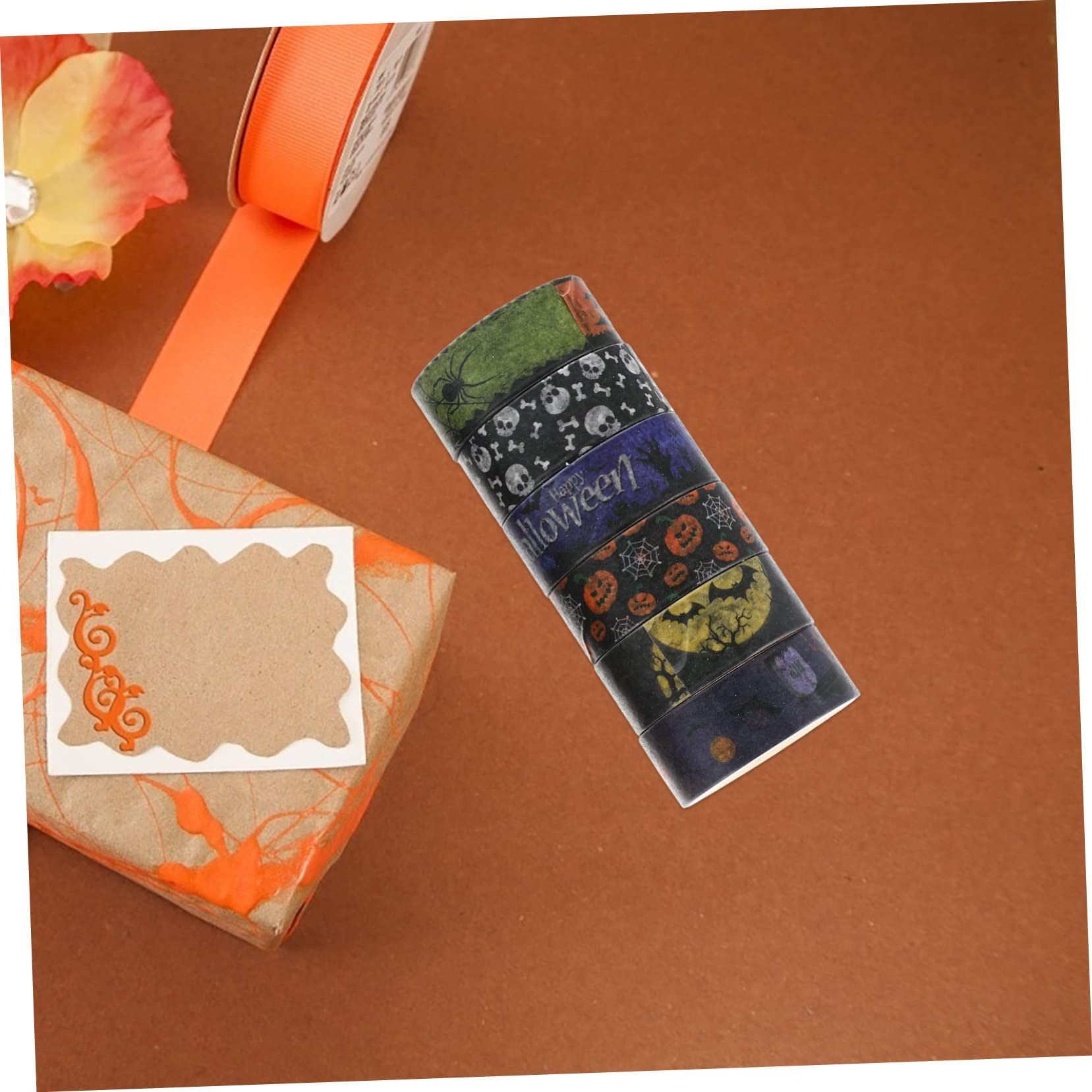 TEHAUX 120piezas Cintas Washi De Halloween Decorativas De Diseño Festivo para Manualidades Diarios y Tarjetas Adhesivas y Ecológicas