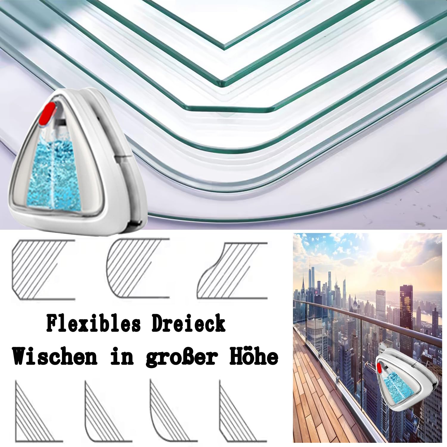 Hooha Fensterputzer Magnetisch Double Side Magnetic Fensterreiniger Einfachverglasung Doppelverglasungen Glasreinigungswerkzeuge mit Sicherheitsseil Speicherbarem Wasser3-8/8-15/15-26/25-35mm(25-35mm)