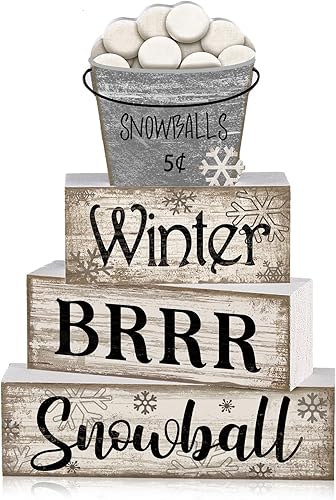 Miniatura 57 de 4 piezas de decoración de mesa de madera de granja, decoración de bandeja escalonada para decoración rústica retro de madera en forma de casa,