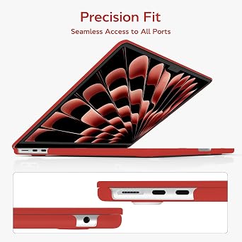 B BELK Compatible with MacBook Air 15 inch Case M5 2026 2025 2024 2023 Release M4 M3 M2 A3448 A3241 A3114 A2941, Matte Plastic Laptop Hard Shell Case+Keyboard Cover+Screen Protecto, Red