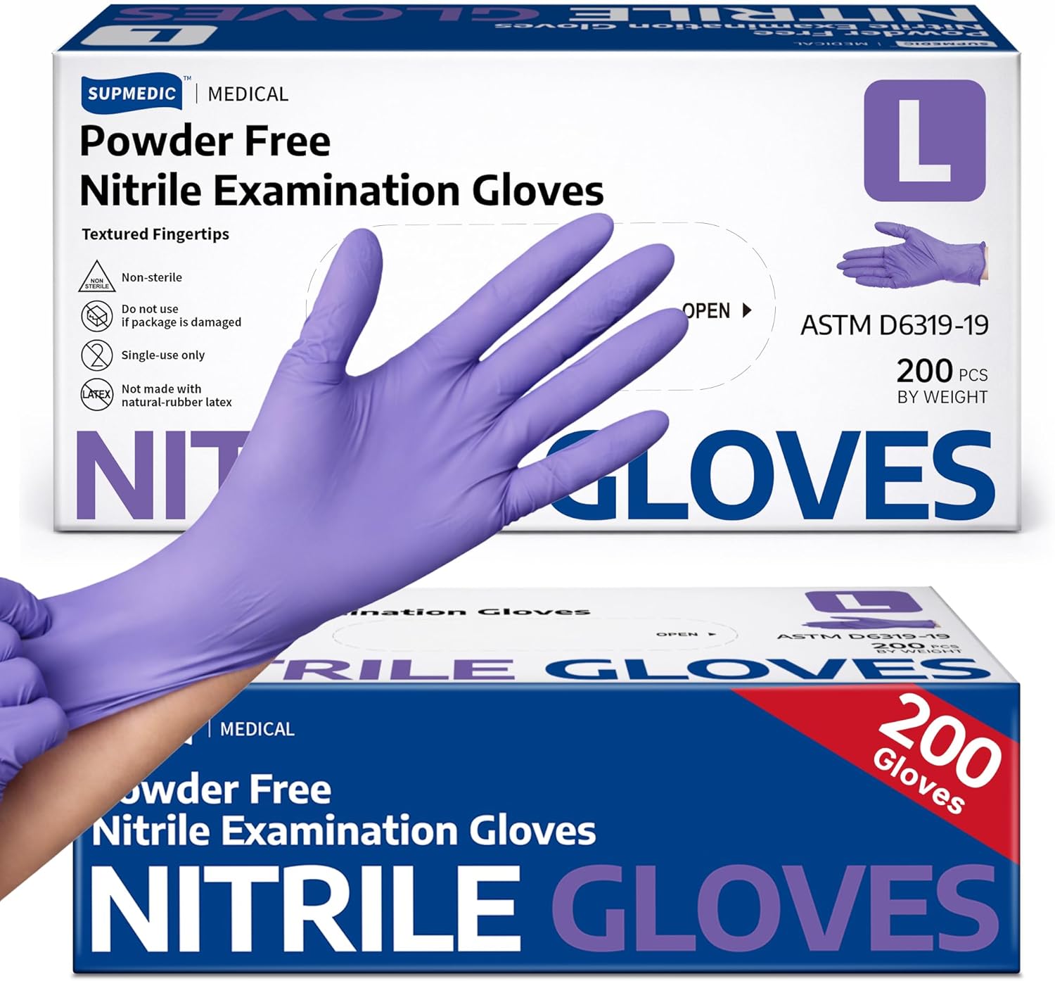 Medical Soft Max™ Nitrile Disposable Gloves, 200 Ct Latex-Free Powder-Free Chemo Rated Food Safe Cleaning Exam Glove