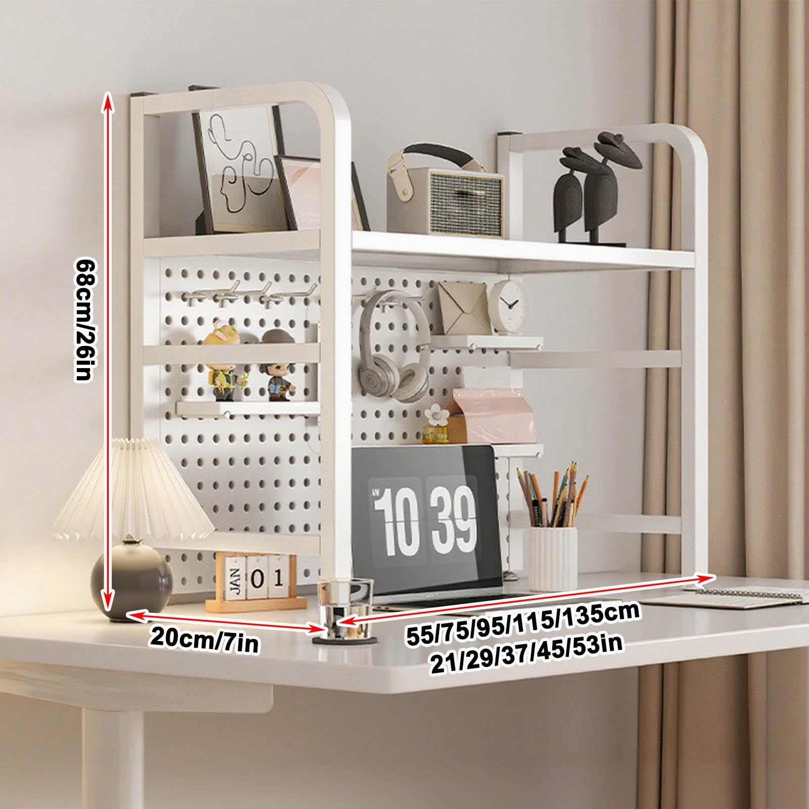 Libreria Da Scrivania Per Computer, Scaffale Da Scrivania Multifunzionale A 2 Strati, Scaffale Portaoggetti Da Scrivania, Adatto Per Casa, Ufficio, Dormitorio(A single layer white,95cm/37in)