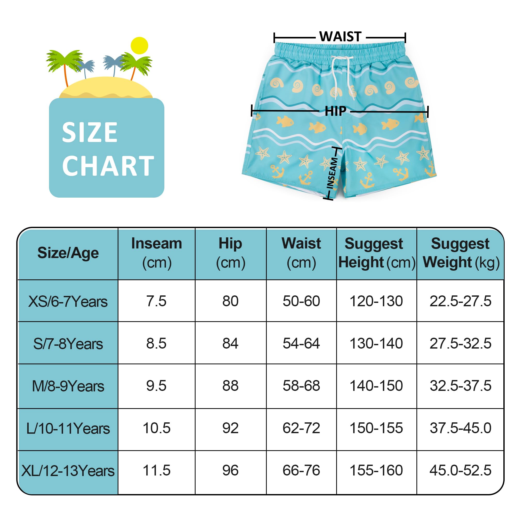 BIG ELEPHANT Lot de 2 Shorts de Bain Garçon avec Doublure Compressive, Protection UV UPF 50+, Maillot de Bain Séchage Rapide