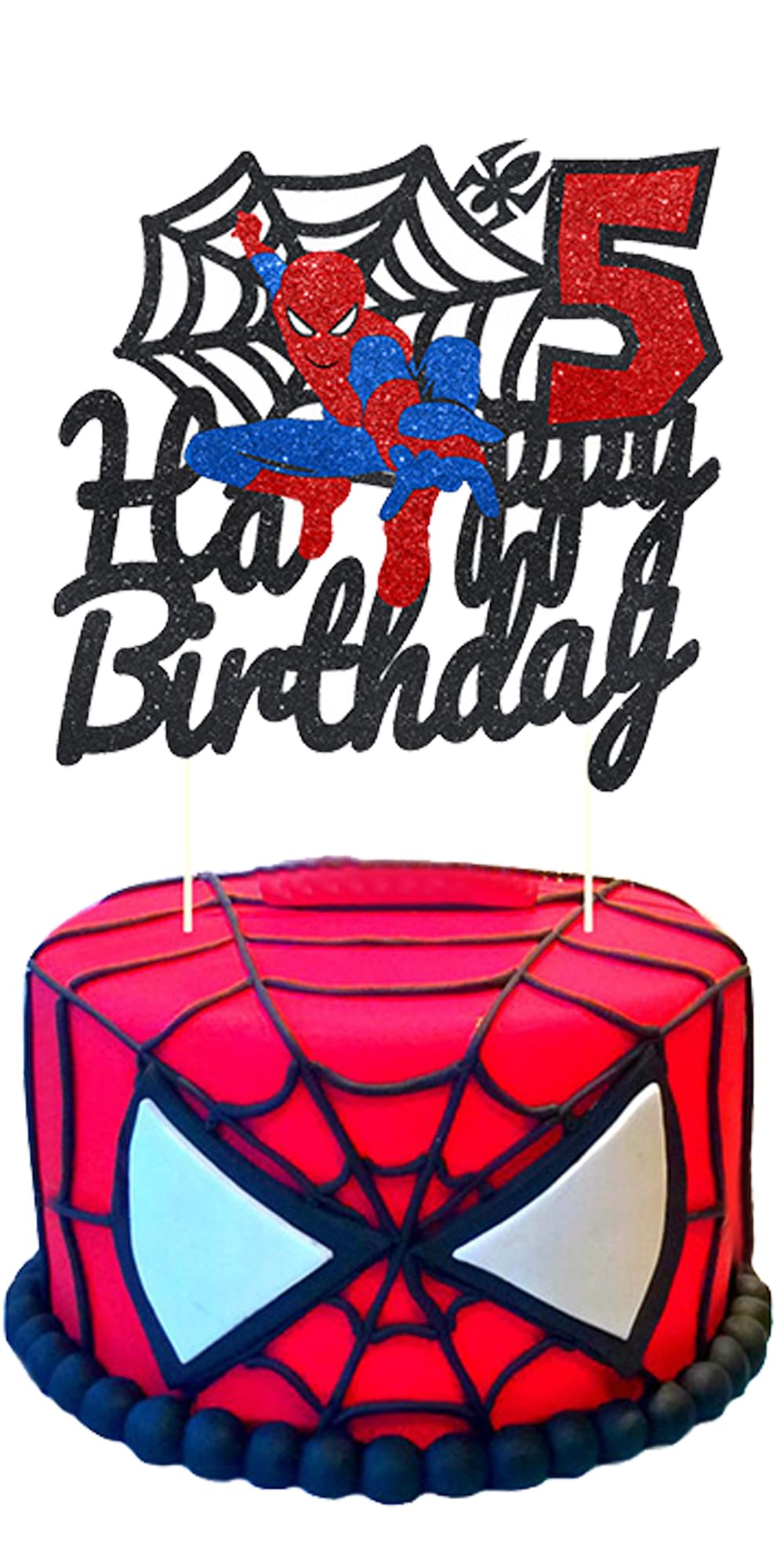 Senidea Spider Cake Toppers 5rd, Spiderman Cake Toppers 5th for Boys Girls, Spiderman Cake Decorations 5th for Kids Birthday Party Supplies