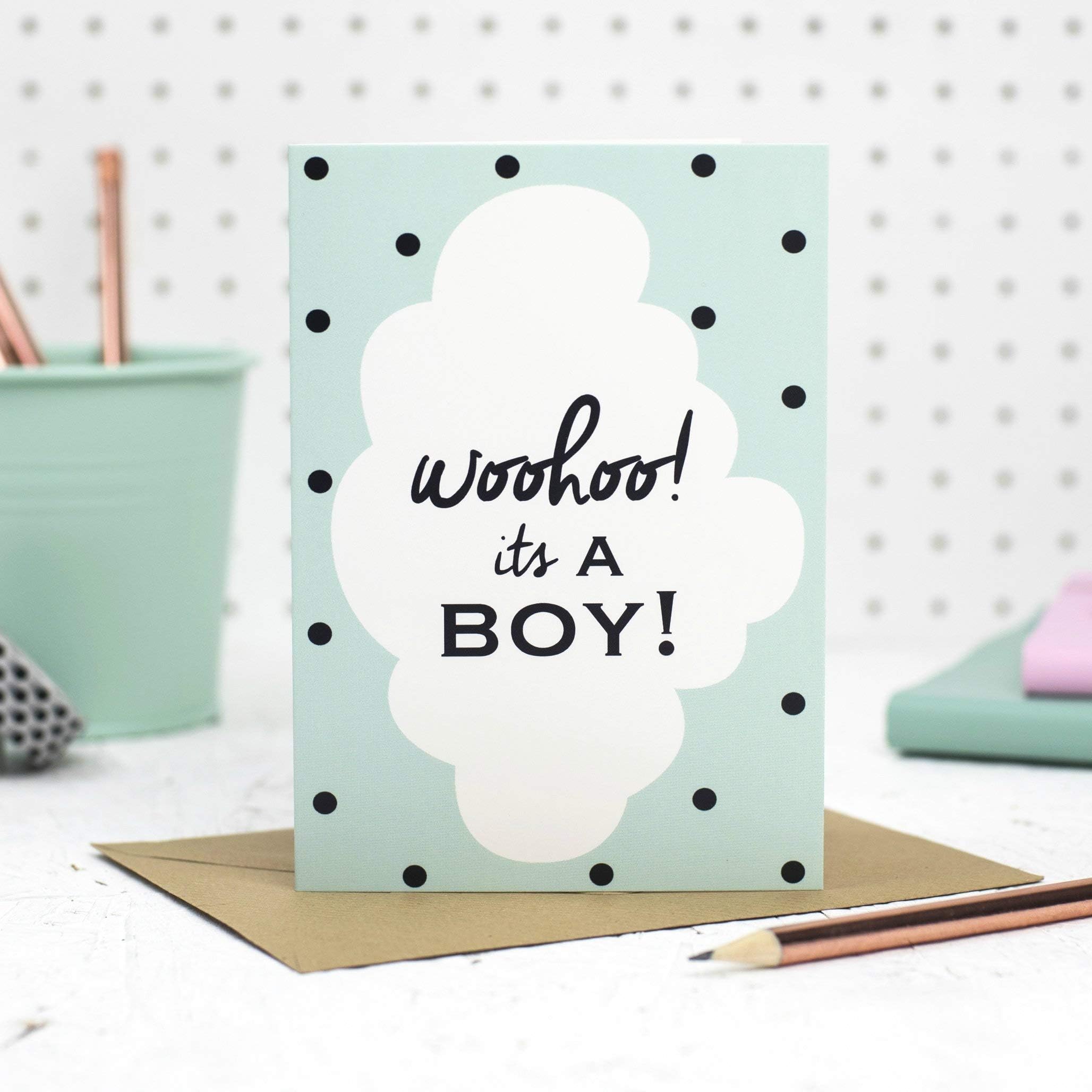 New Baby Card, Baby Boy, New Born Card, New Parents, Congratulations, Its A Boy - Blank Inside