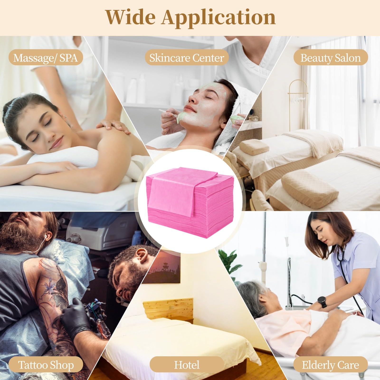 100 hojas desechables para mesa de masaje, 71 x 31.5 pulgadas, fundas desechables de cama de masaje de tela no tejida transpirable, sábana de higiene de un solo uso para centros de spa, salones de