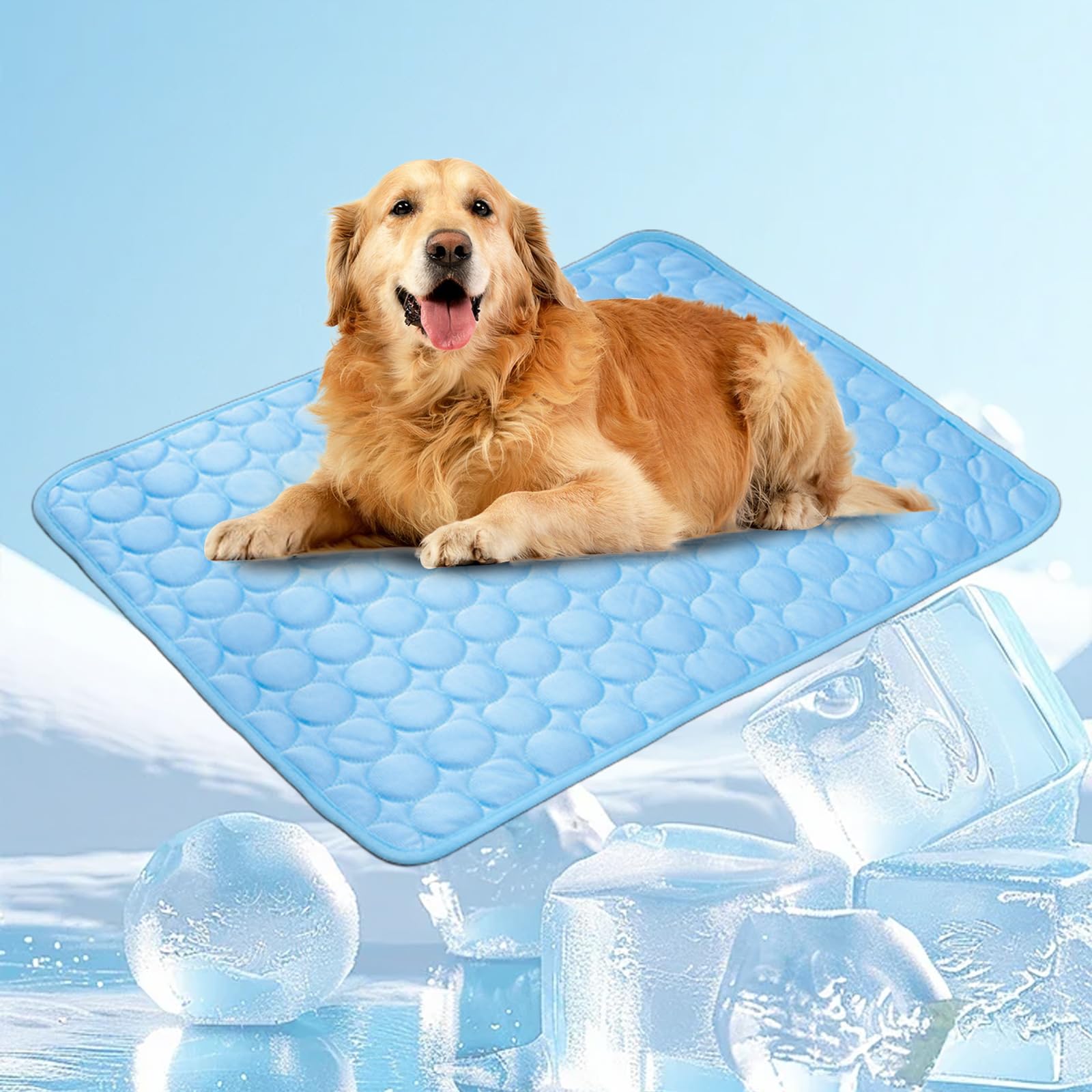 Jhbsou Pawolaf Dog Cooling Mat, Pet Cooling Beds for Cats and Dogs, Keeping Your Furry Friend Sleep Cool and Comfortable All Summer Long (Blue,M: 24 * 20”)