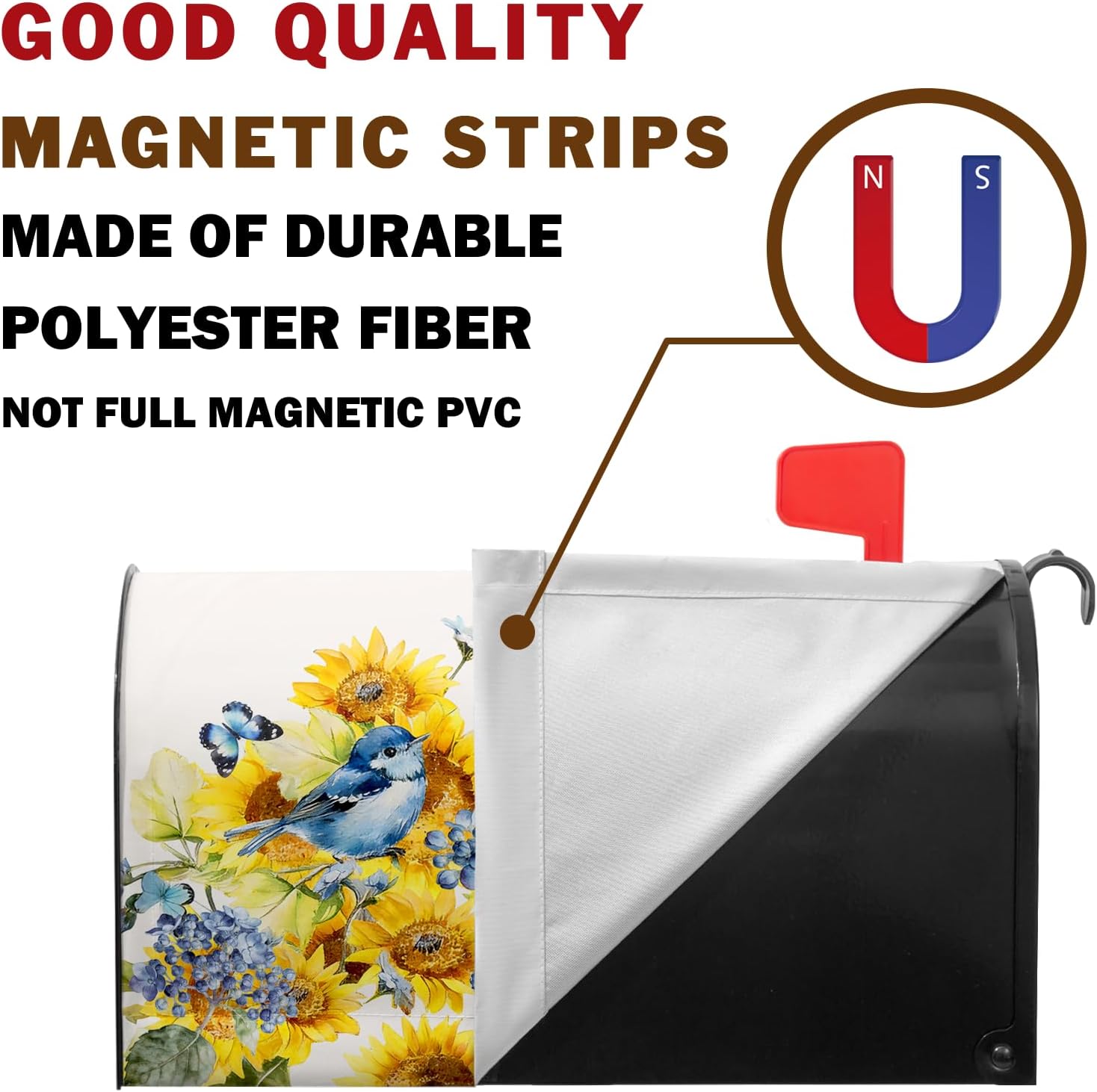 Spring Blue Birds Mailbox Cover Magnetic Standard Size Spring Summer Sunflowers Mailbox Covers 21x18 Inch Floral Butterfly Mail Box Wrap Post Letter Box Wraps for Garden Yard Home Decor image 3